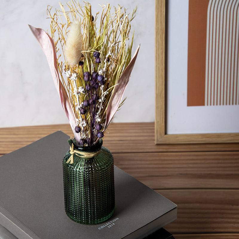Glass Vase with Dried Bunch Small - Pink Hue