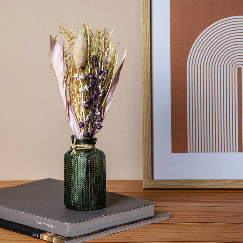 Glass Vase with Dried Bunch Small - Pink Hue - Image 2