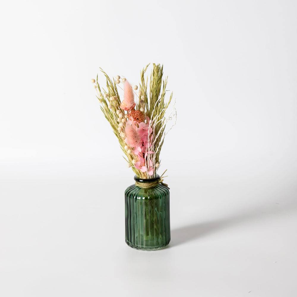 Glass Vase with Dried Bunch Small - White & Pink - Image 3