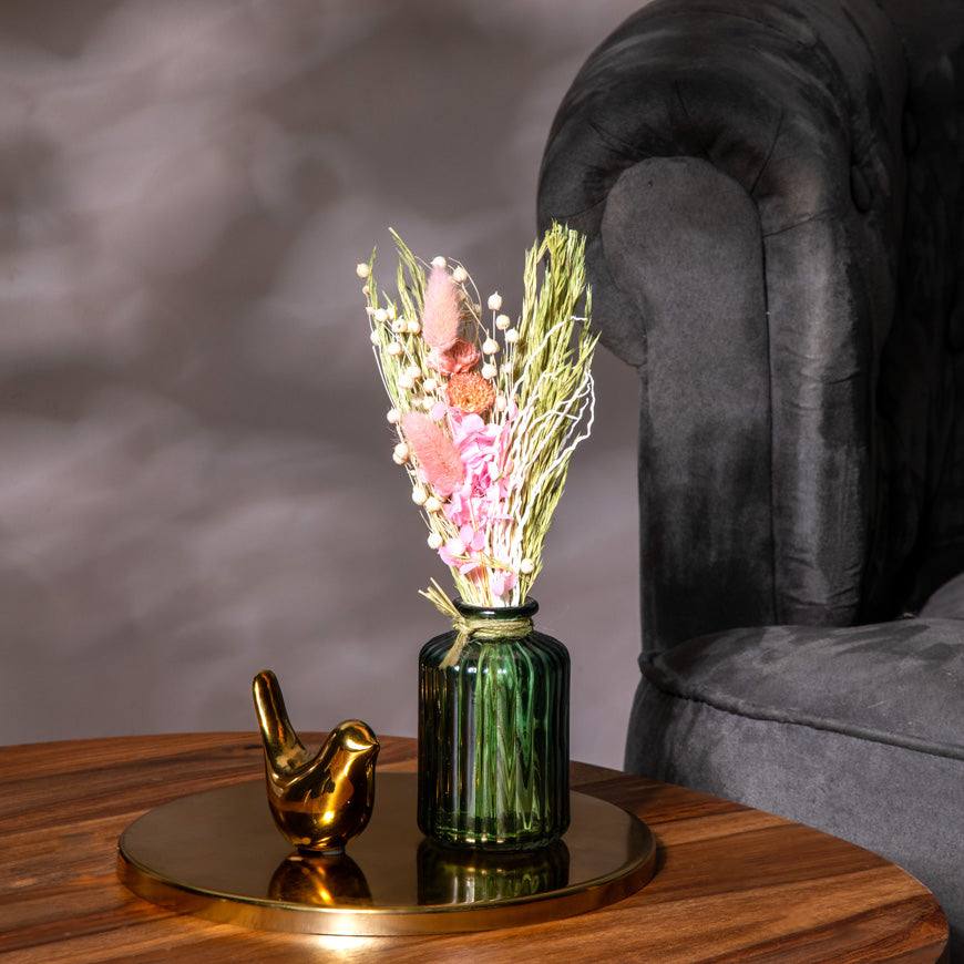 Glass Vase with Dried Bunch Small - White & Pink - Image 4