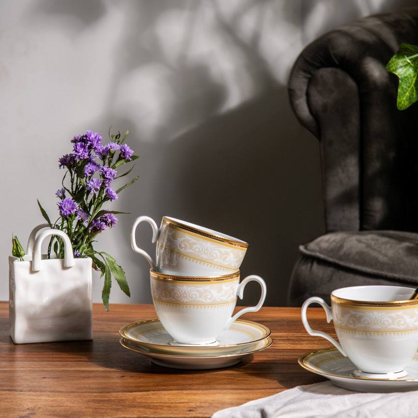 Glendonald 12-piece Porcelain Tea Set - Gold - Image 2