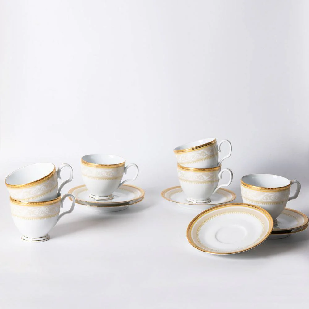 Glendonald 12-piece Porcelain Tea Set - Gold - Image 3
