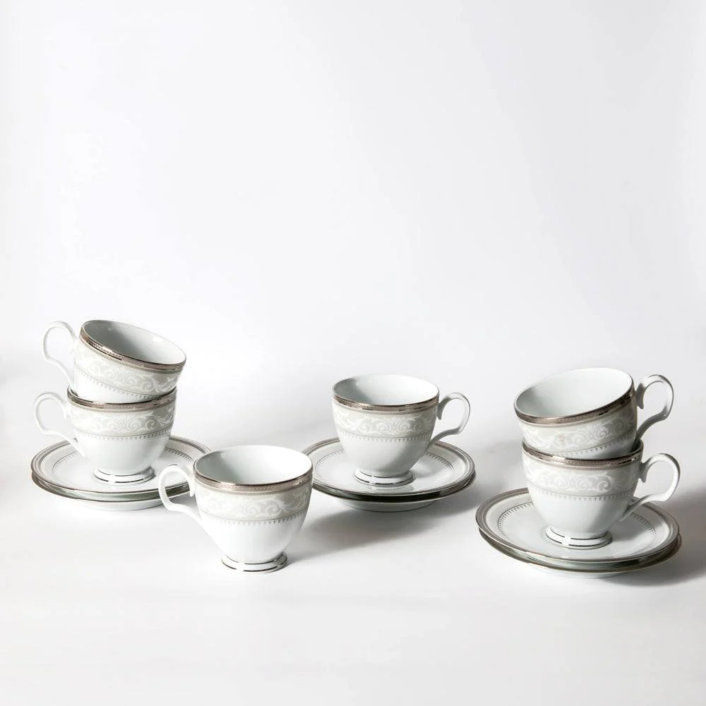 Glendonald 12-piece Porcelain Tea Set - Platinum - Image 5