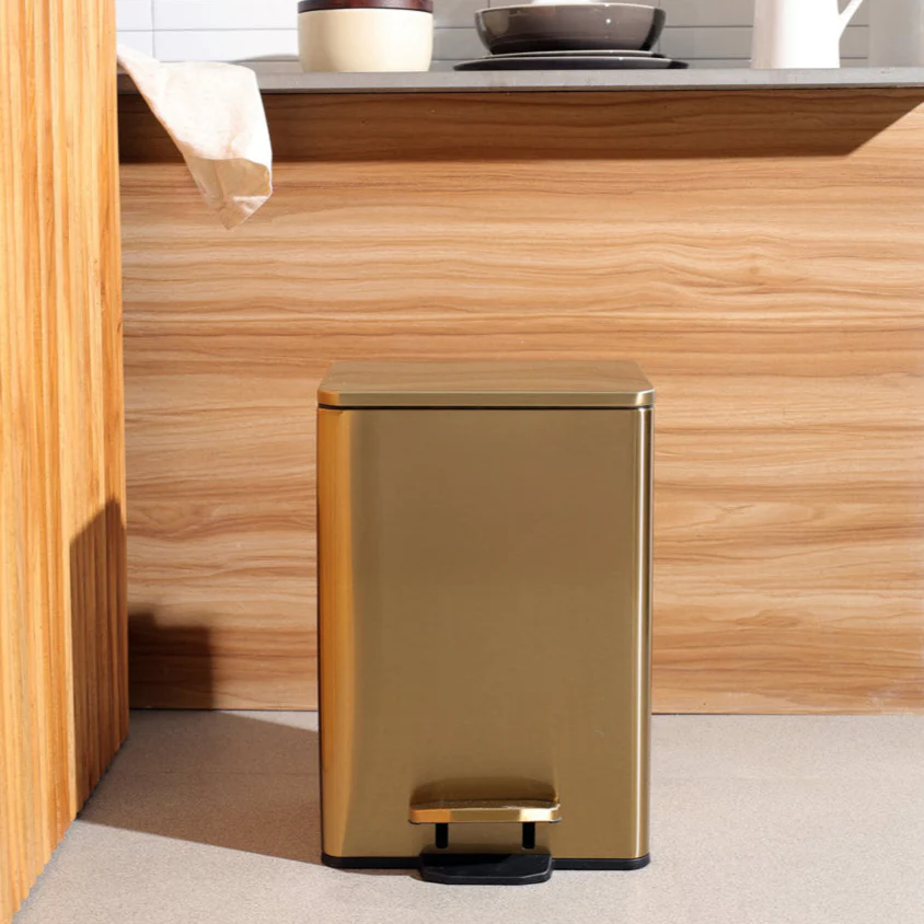 Glint Rectangular Pedal Bin 12L - Gold - Image 2