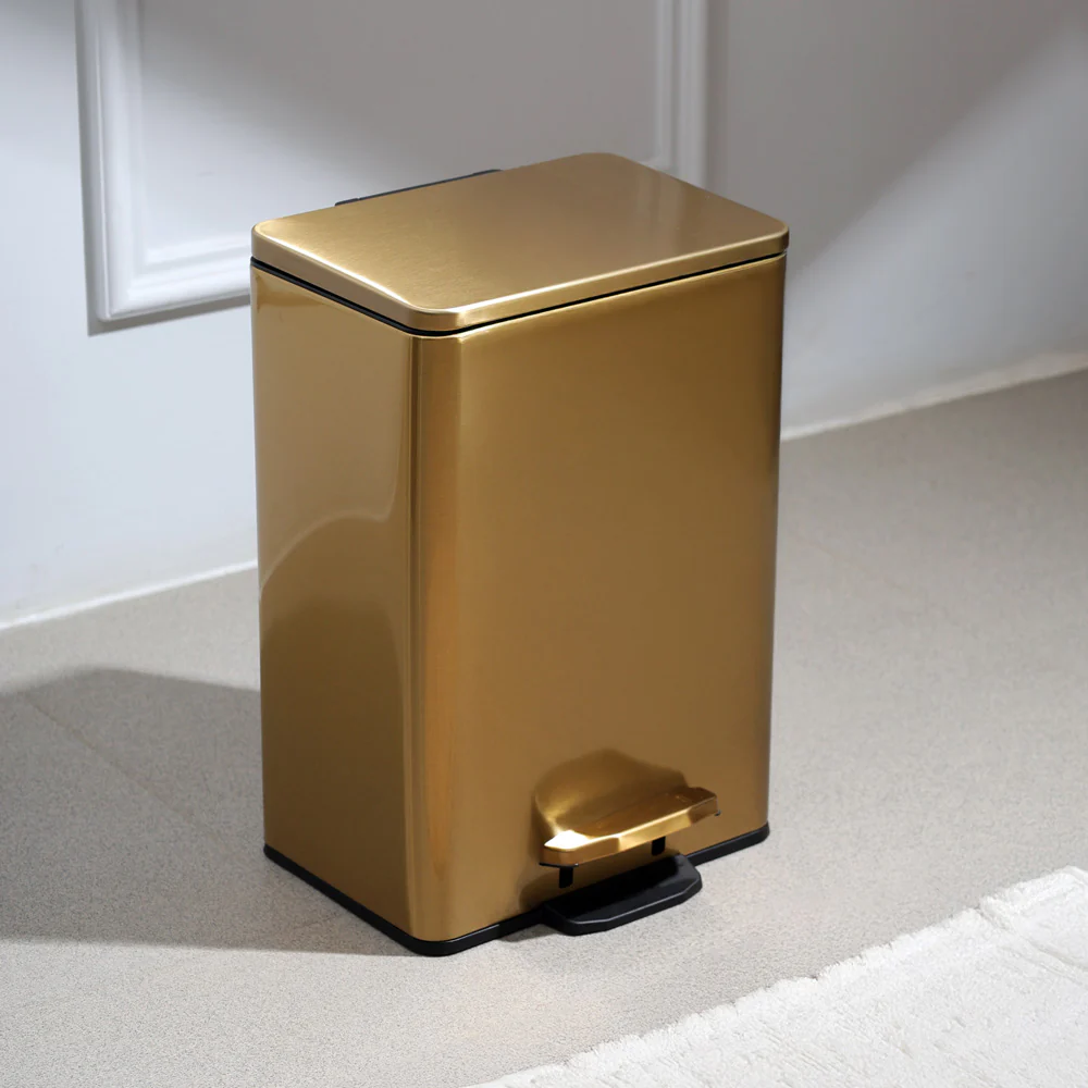 Glint Rectangular Pedal Bin 12L - Gold - Image 3