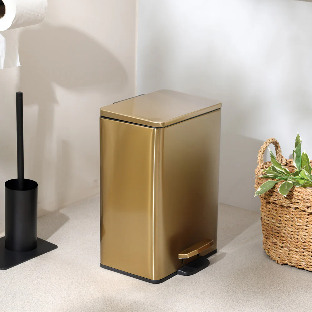 Glint Rectangular Pedal Bin 12L - Gold - Image 4