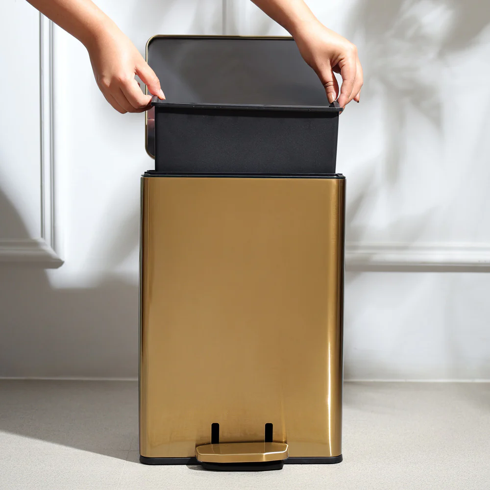 Glint Rectangular Pedal Bin 12L - Gold - Image 7