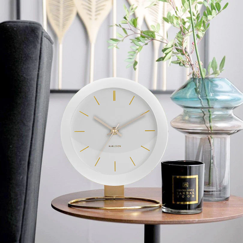 Globe Table Clock 21cm - White Gold - Image 2