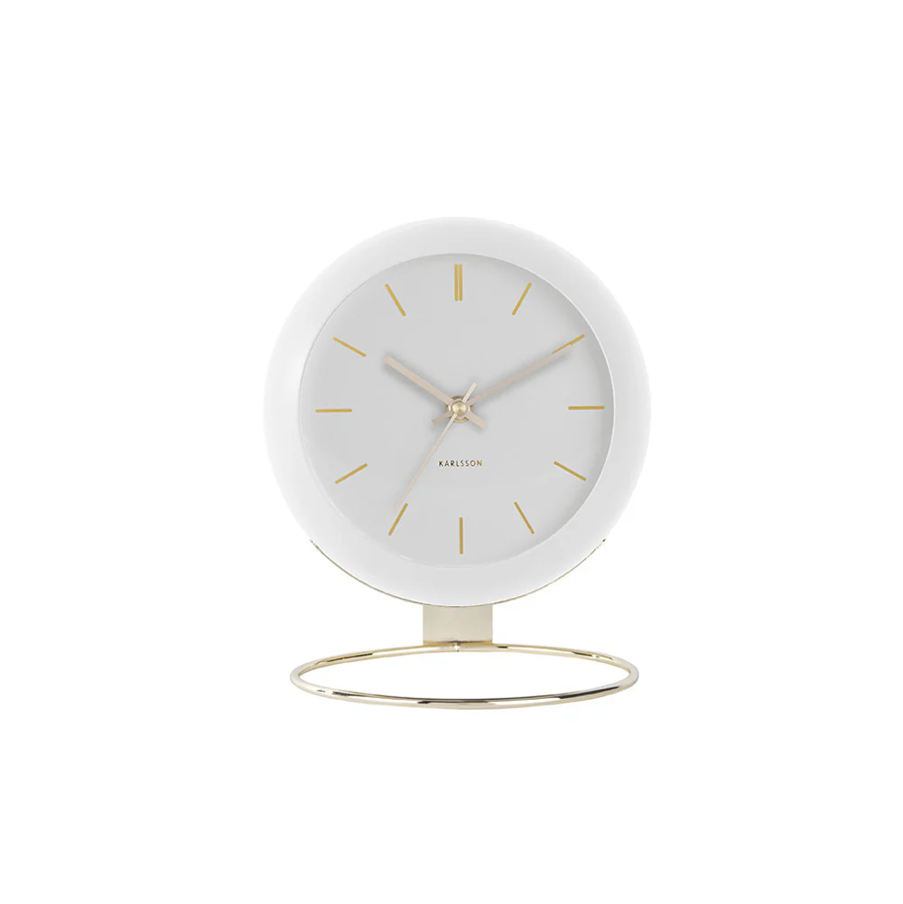 Globe Table Clock 21cm - White Gold - Image 3
