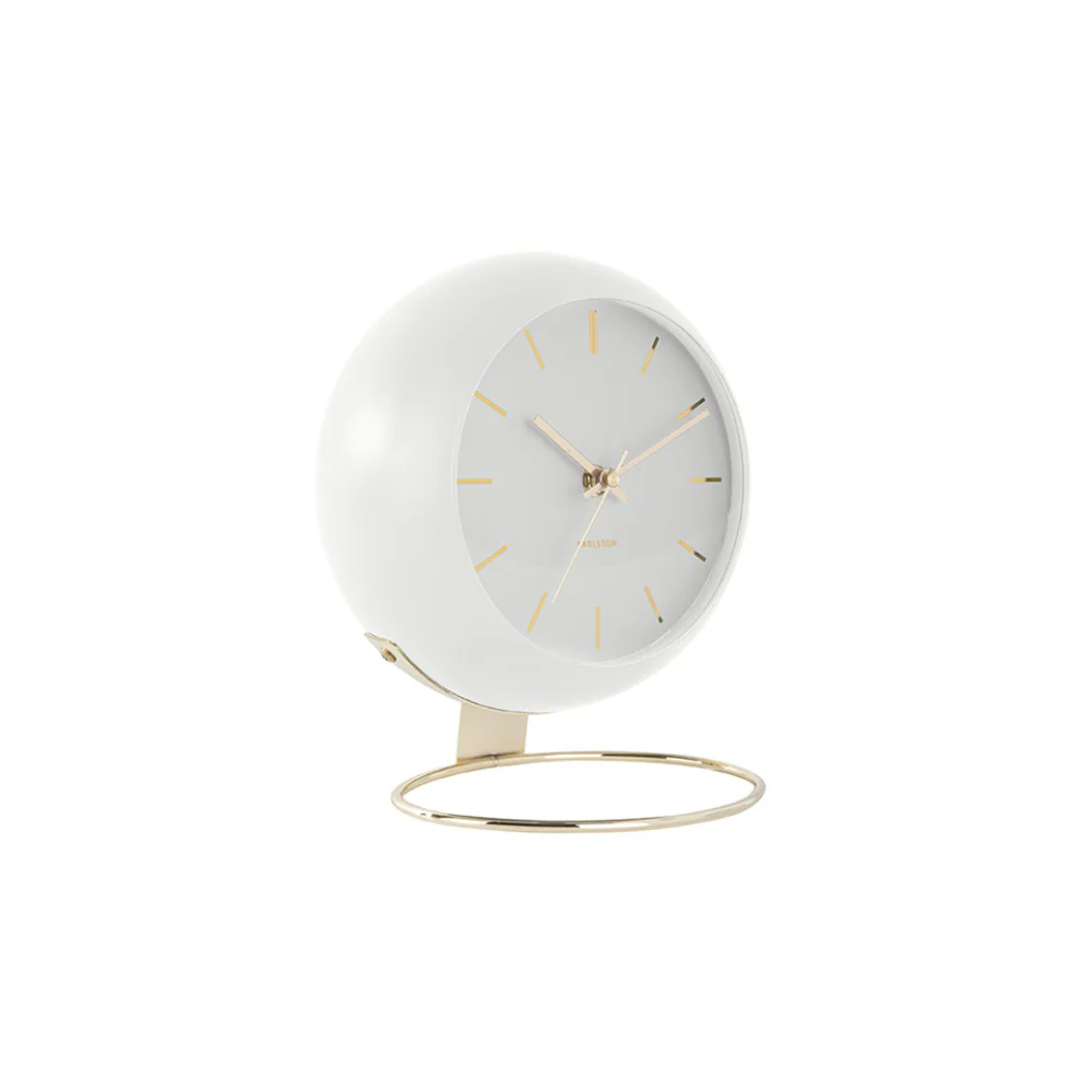 Globe Table Clock 21cm - White Gold - Image 4