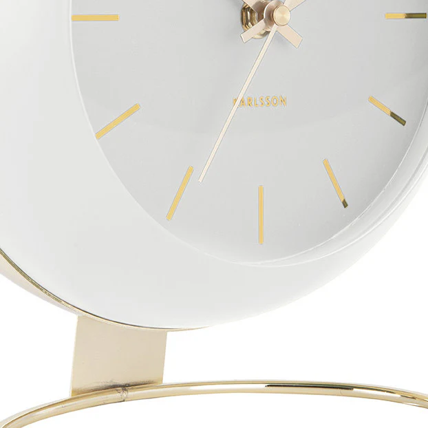 Globe Table Clock 21cm - White Gold - Image 5