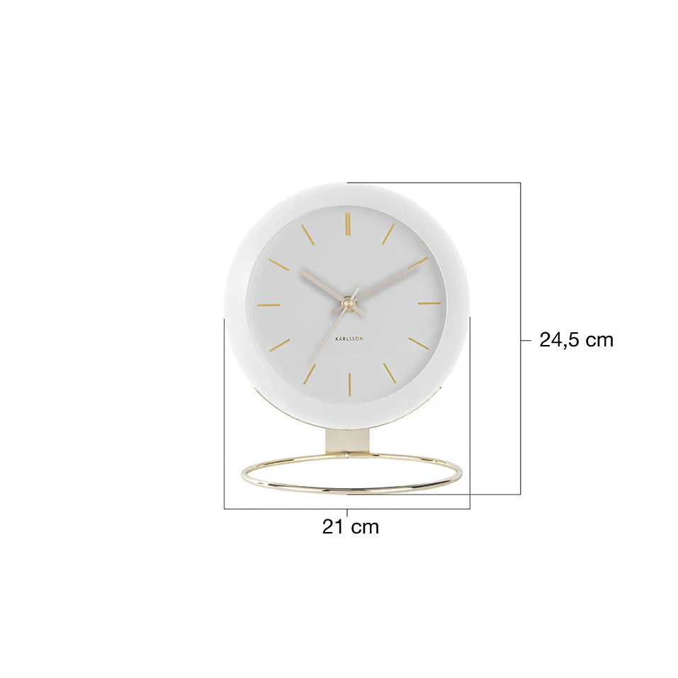 Globe Table Clock 21cm - White Gold - Image 6