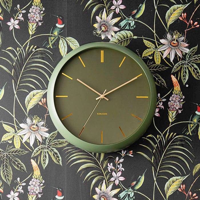 Globe Wall Clock 40cm - Moss Green