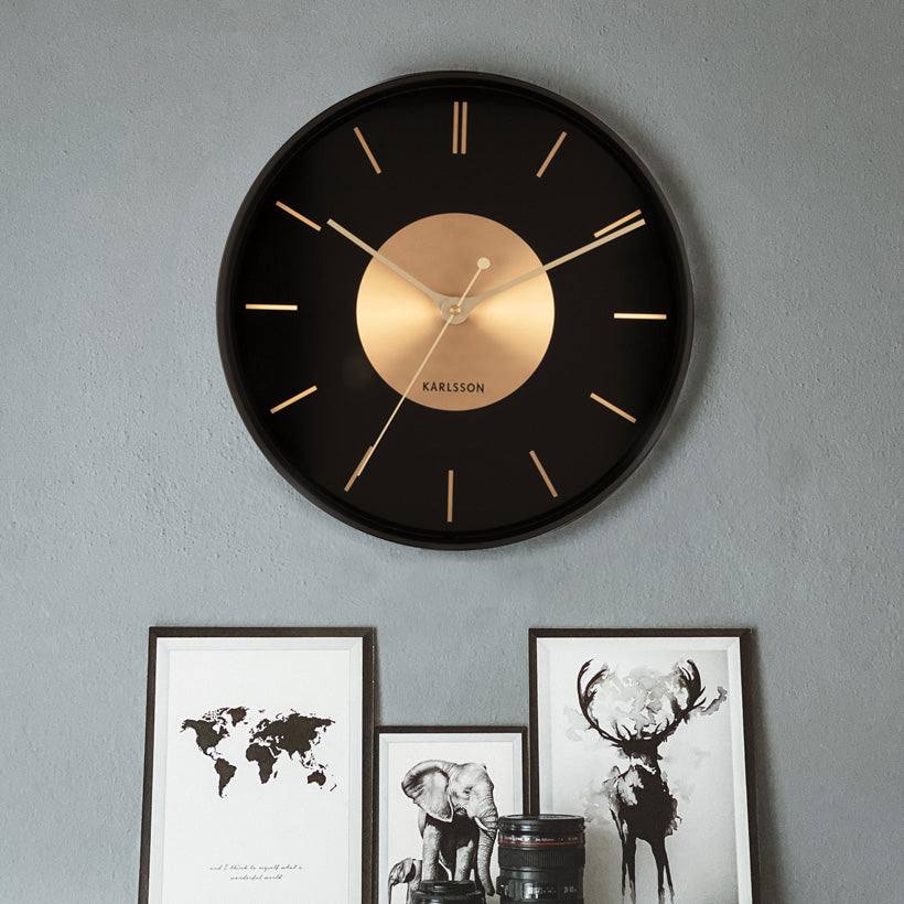 Gold Disc Wall Clock 35cm - Black Gold - Image 2
