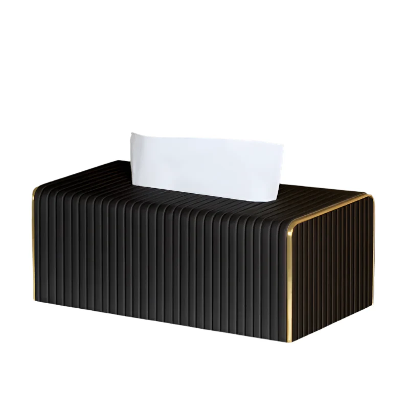 Gold Edge Tissue Box Holder - Black - Image 3