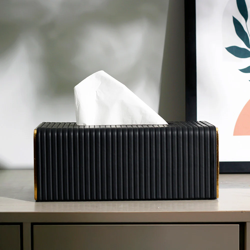 Gold Edge Tissue Box Holder - Black - Image 6