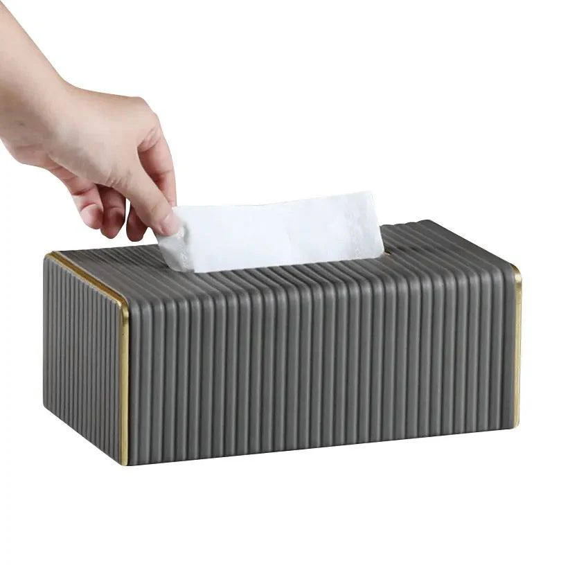 Gold Edge Tissue Box Holder - Dark Grey - Image 6