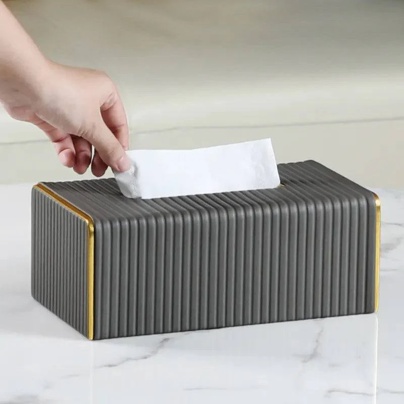Gold Edge Tissue Box Holder - Dark Grey - Image 9