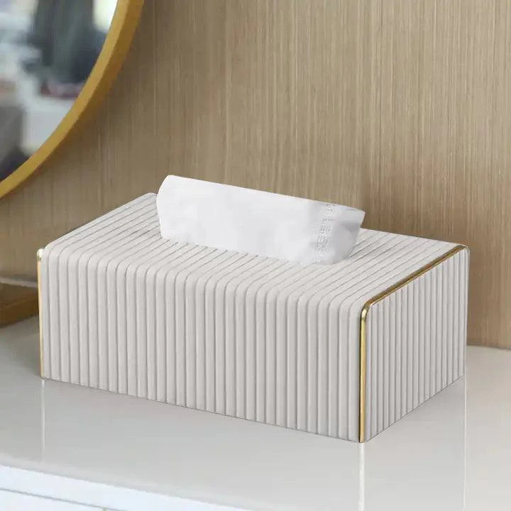 Gold Edge Tissue Box Holder - Ivory - Image 2