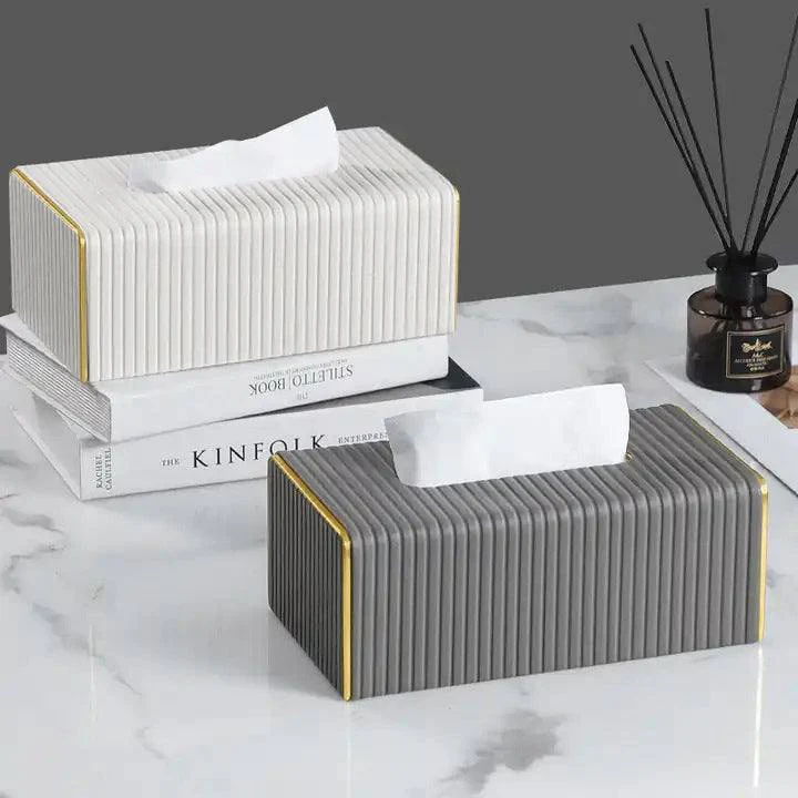 Gold Edge Tissue Box Holder - Ivory - Image 5