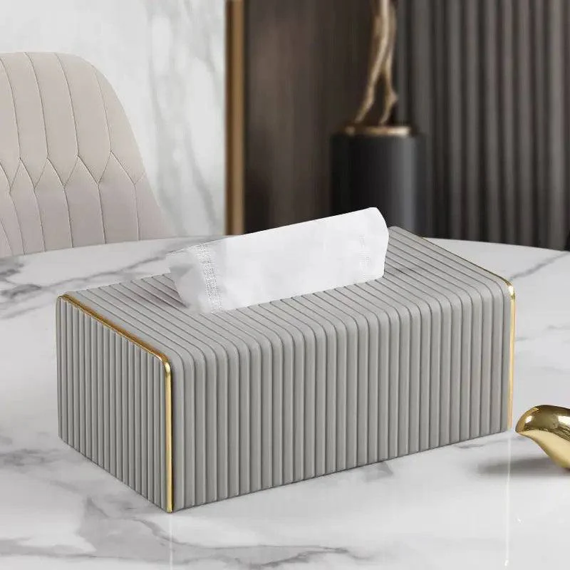 Gold Edge Tissue Box Holder - Light Grey - Image 6