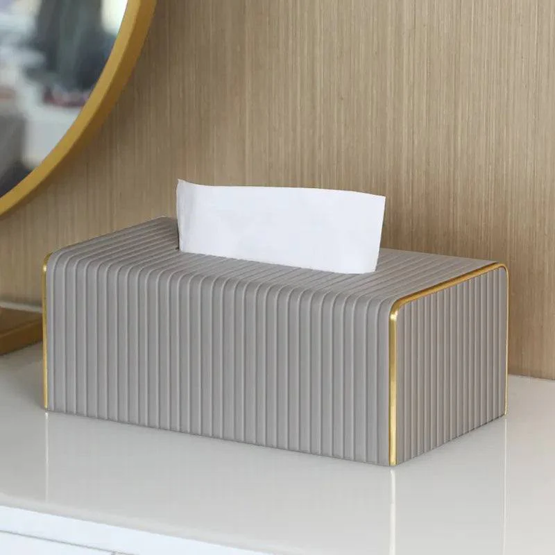 Gold Edge Tissue Box Holder - Light Grey - Image 7