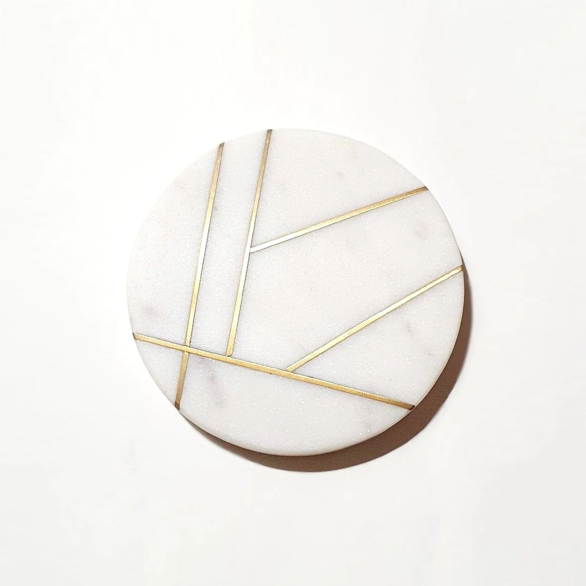 Marble Coasters, Set of 4 - Gold Lines - Image 3
