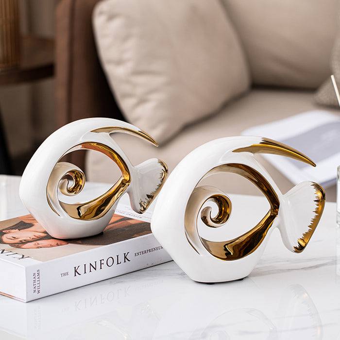 Goldfish Decorative Sculptures, Set of 2 - White