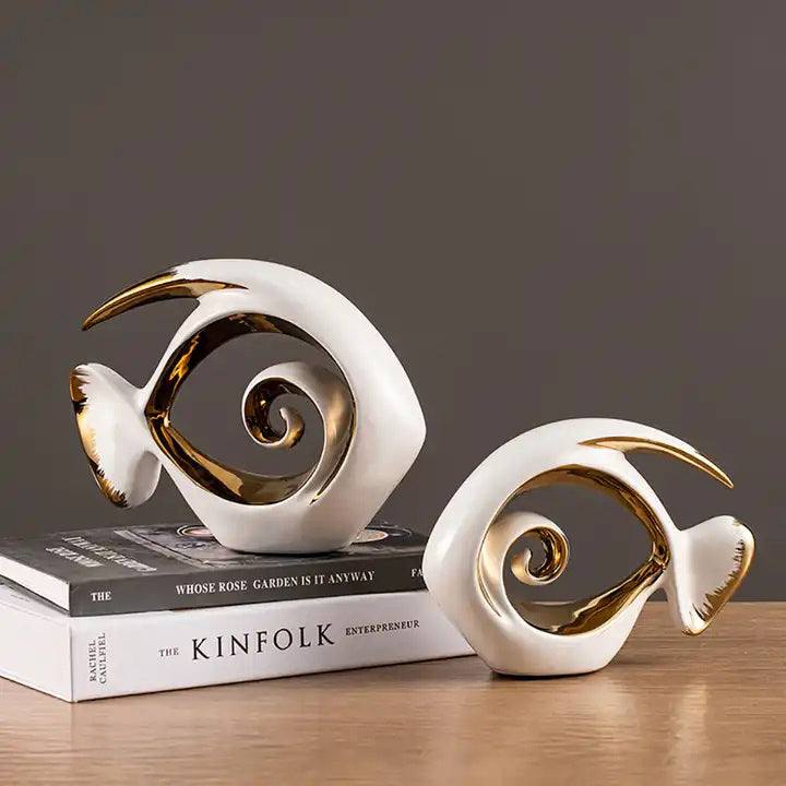 Goldfish Decorative Sculptures, Set of 2 - White - Image 2
