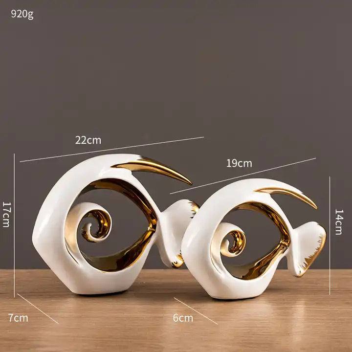 Goldfish Decorative Sculptures, Set of 2 - White - Image 3