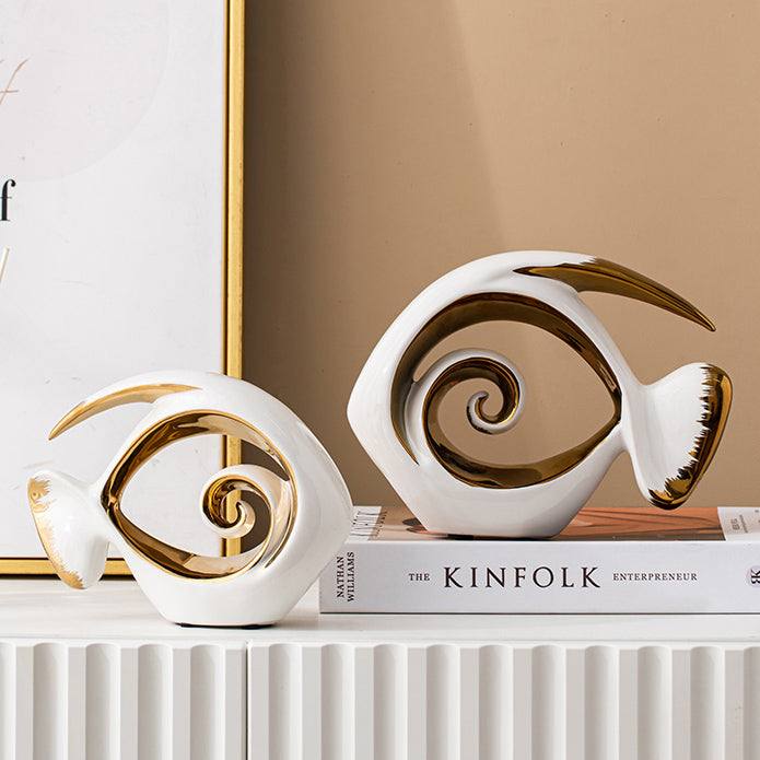 Goldfish Decorative Sculptures, Set of 2 - White - Image 4