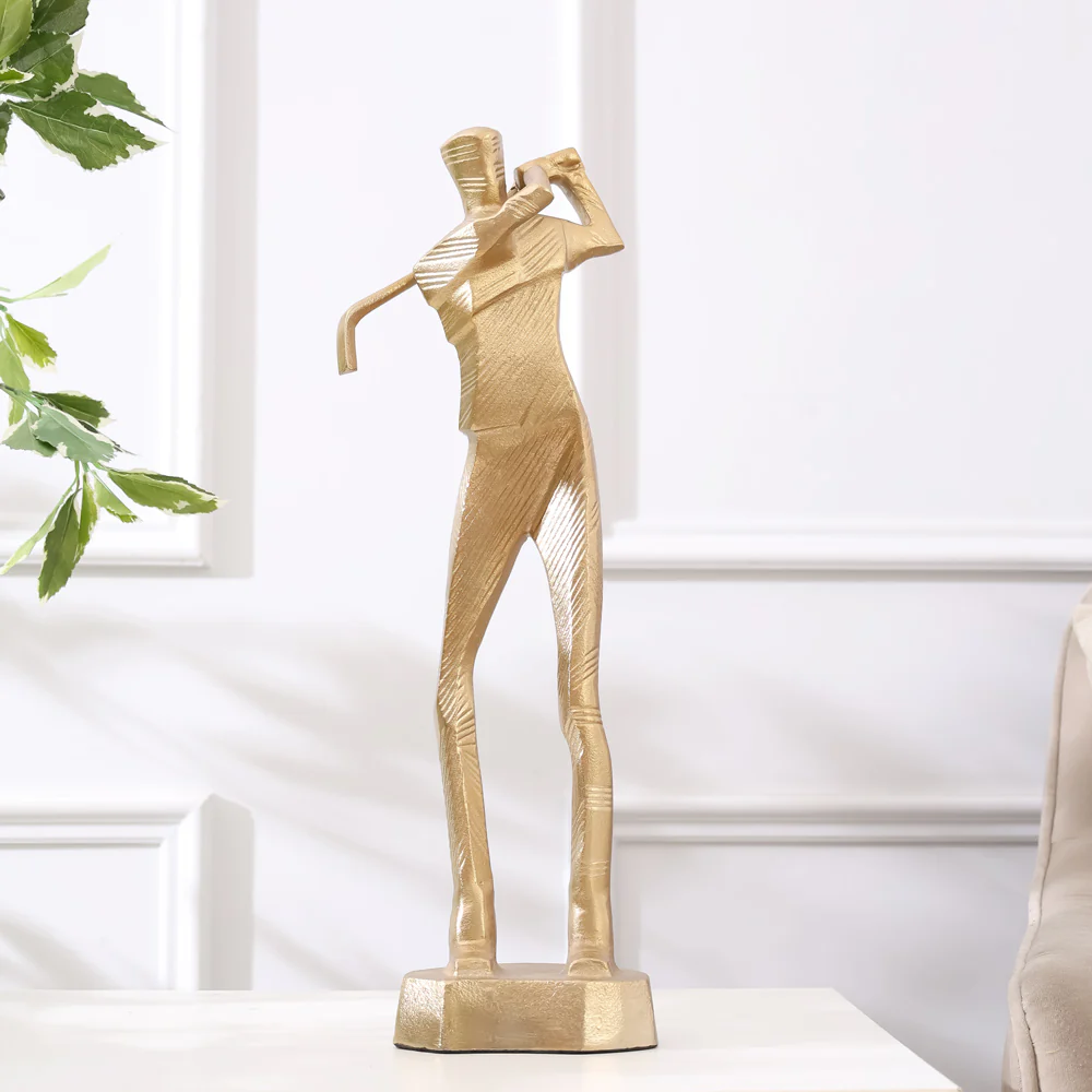 Golfer's Swing Sculpture - Gold - Image 2
