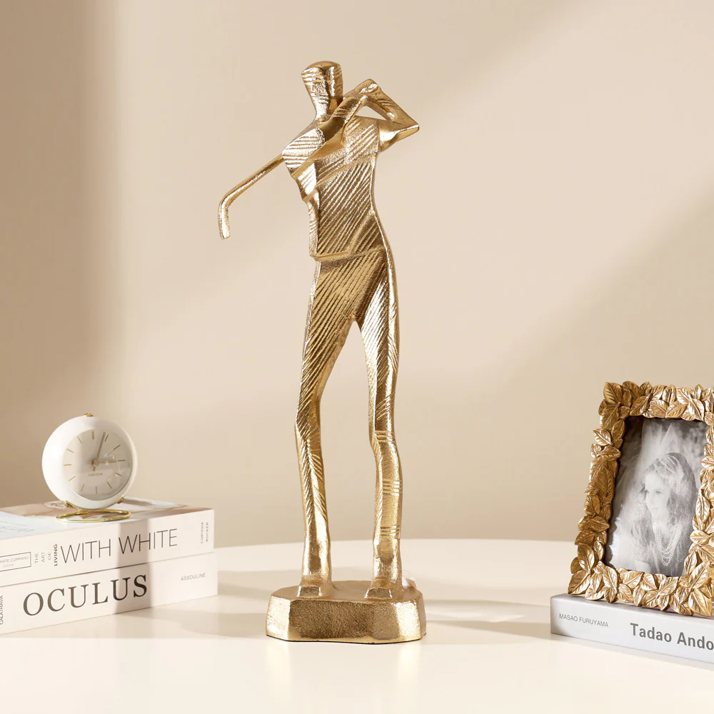 Golfer's Swing Sculpture - Gold - Image 6