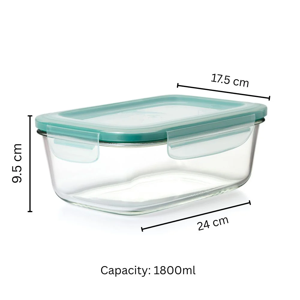 Smart Seal Rectangular Glass Container - 1800ml - Image 7