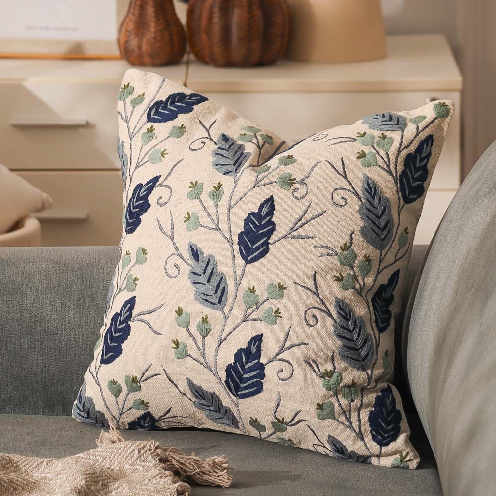 Gooseberry Embroidered Cushion Cover 45x45cm - Blue Beige - Image 2