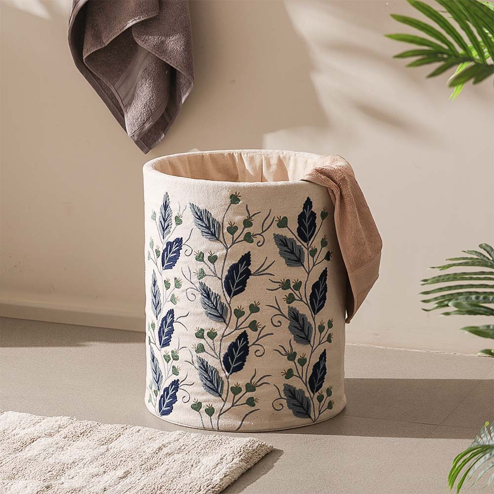 Gooseberry Embroidered Storage Basket - Blue Beige - Image 2