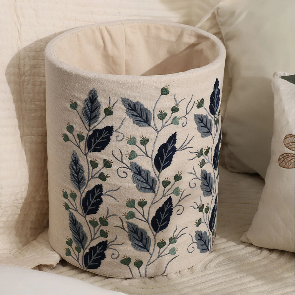 Gooseberry Embroidered Storage Basket - Blue Beige - Image 5