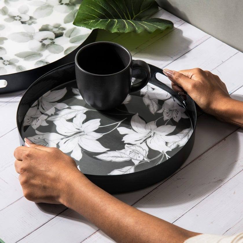 Gunmetal Serving Tray Medium - Lilies