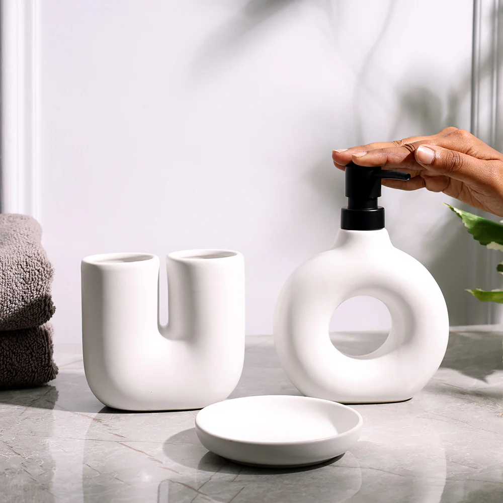 Halo 3-piece Bathroom Set - White - Image 2