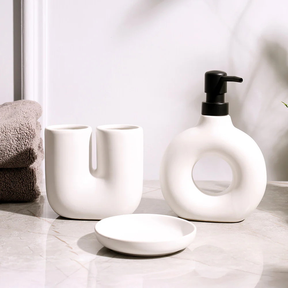 Halo 3-piece Bathroom Set - White - Image 4