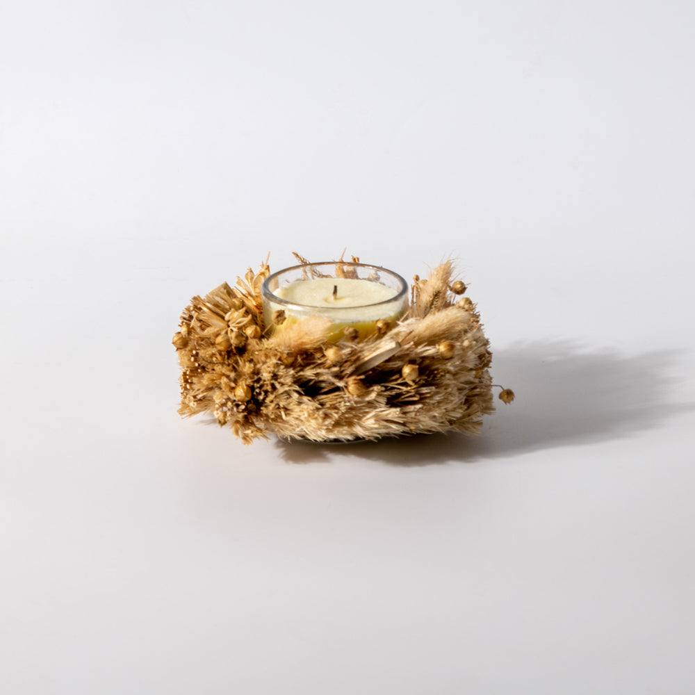 Halo Faux Flowers Decorative Candle - Natural Brown - Image 3