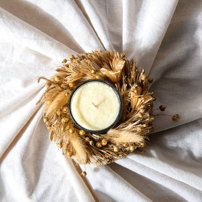 Halo Faux Flowers Decorative Candle - Natural Brown - Image 4