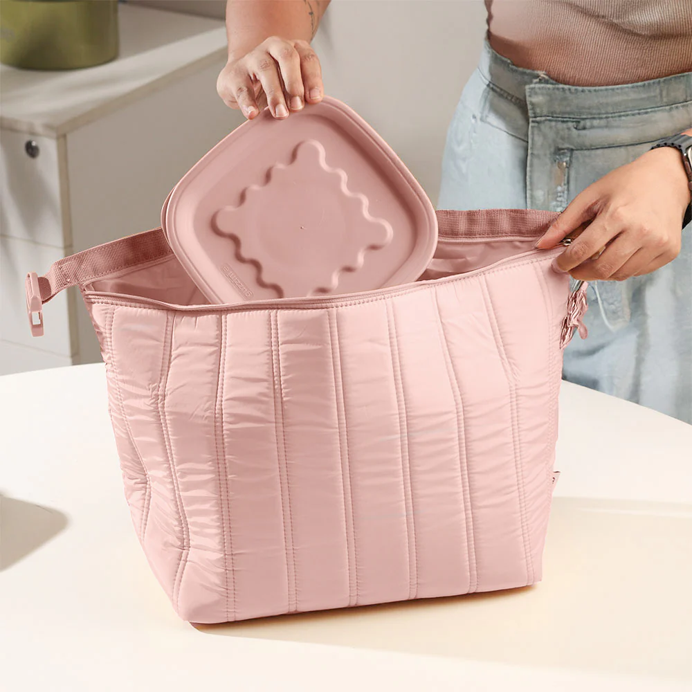 Handy Thermal Bag with Container Large - Pink - Image 3