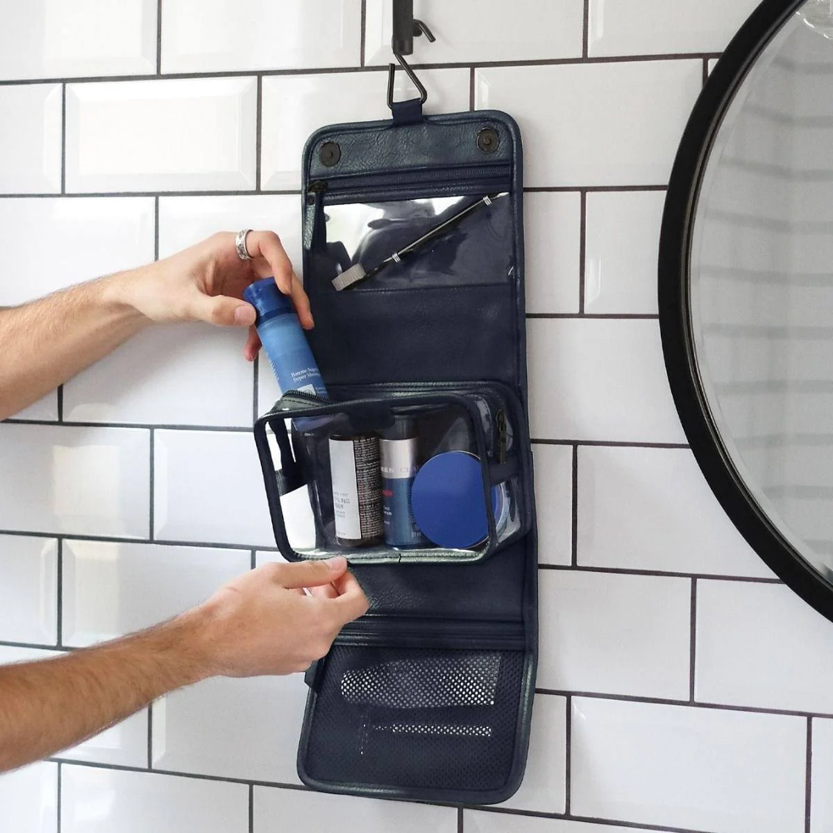 Hanging Travel Washbag - Navy
