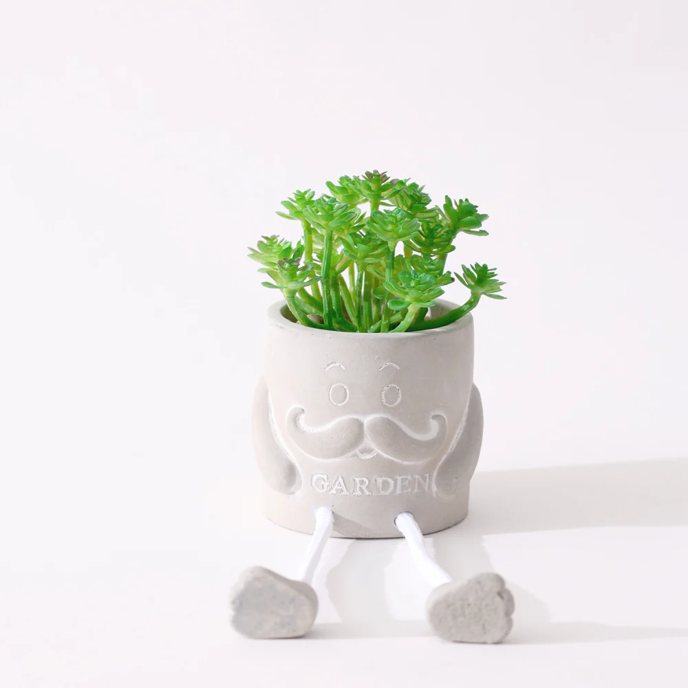 Hangout Gnome Planter with Faux Plant - Grey - Image 3