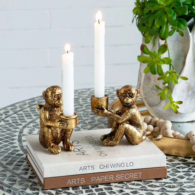 Happy Monkey Candle Holder - Gold - Image 6