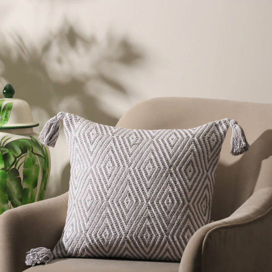 Harlequin Textured Cushion Cover 45x45cm - Grey White - Image 2