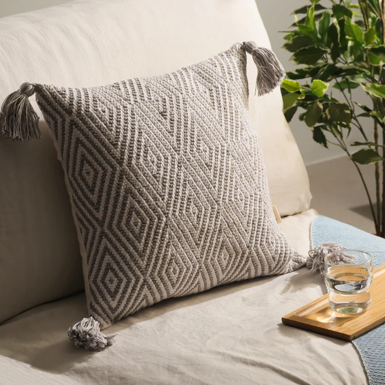 Harlequin Textured Cushion Cover 45x45cm - Grey White - Image 4