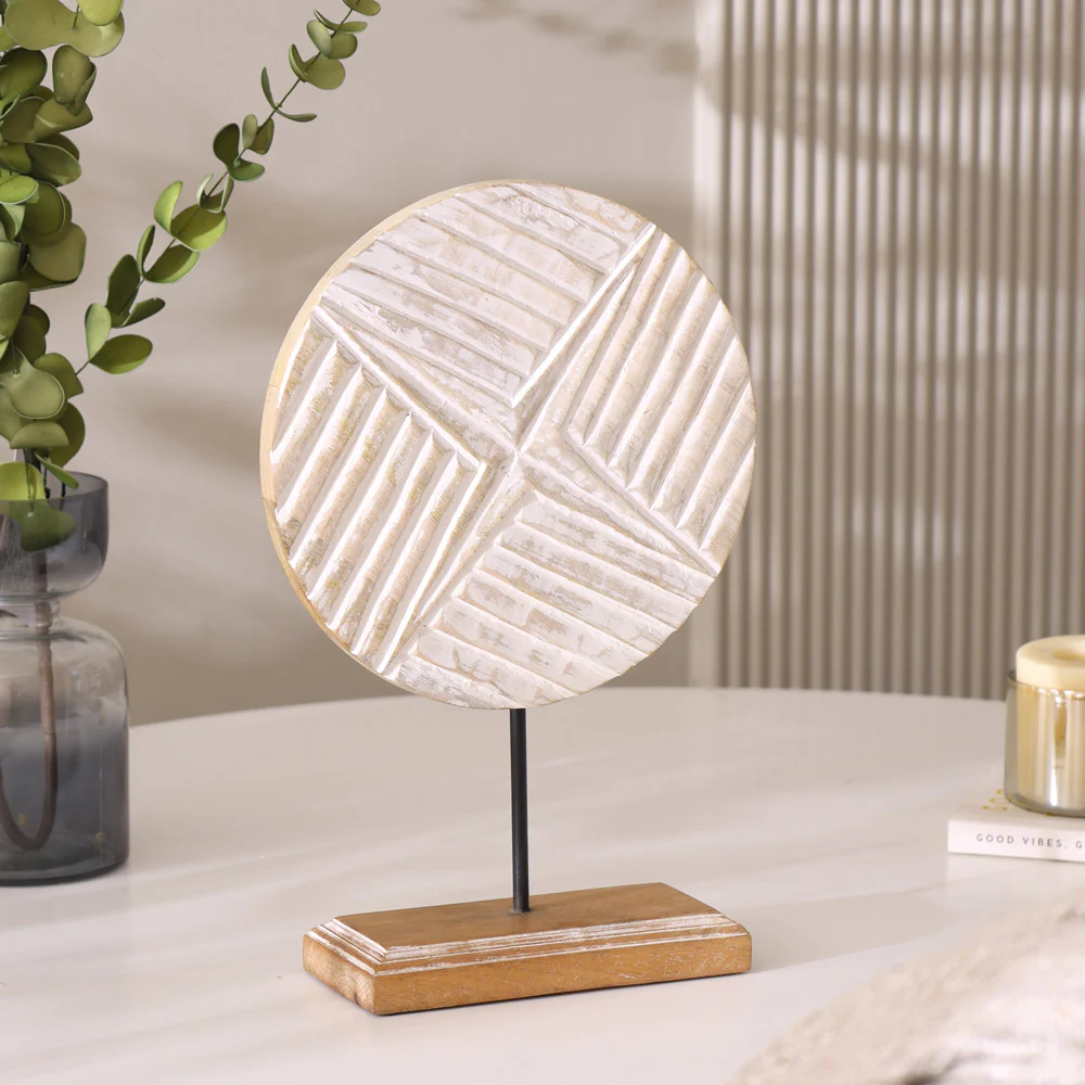 Hatch Carved Wooden Sculpture - Vintage White - Image 5
