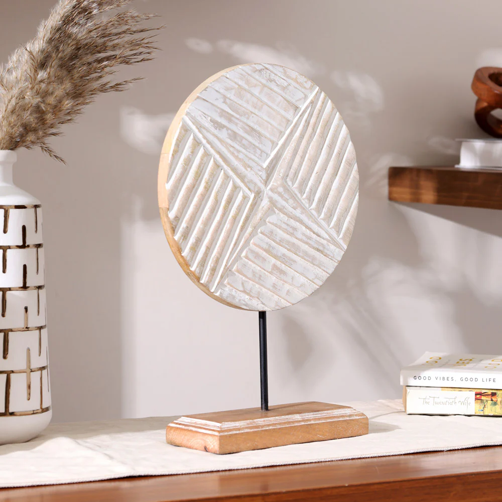 Hatch Carved Wooden Sculpture - Vintage White - Image 6